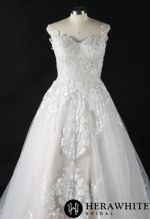 Shimmer Lace Straps A-Line Wedding Dress