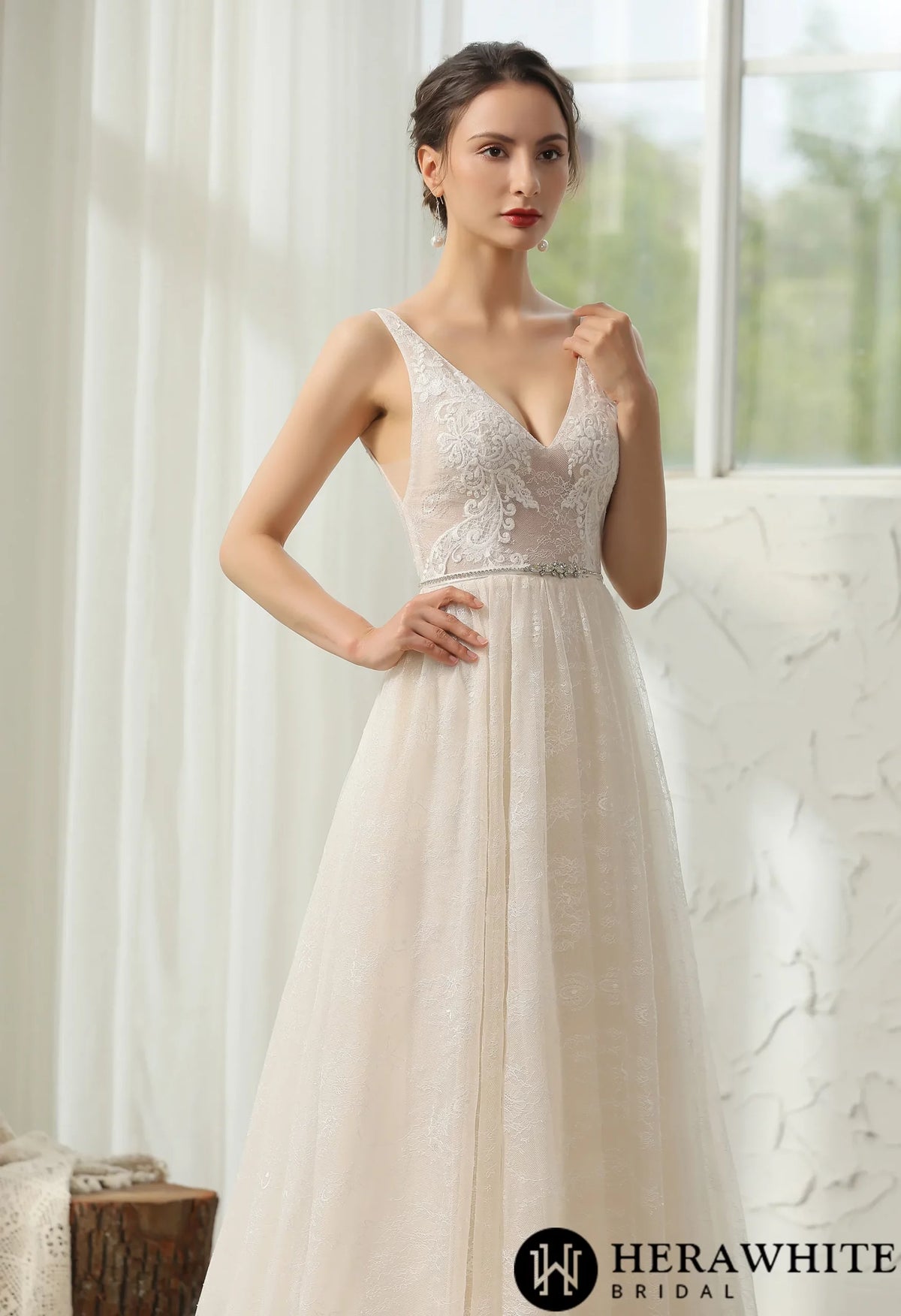 Lace Wedding Dress With Beaded Belt