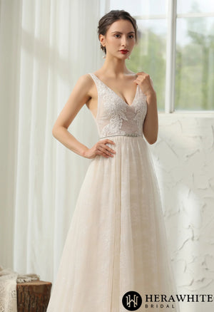 Lace Wedding Dress With Beaded Belt
