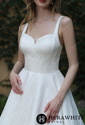 Minimalist Chic Modern Ballgown Wedding Dress With Shoulder Straps