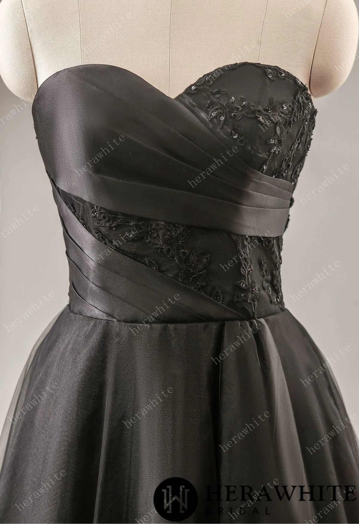 Black Strapless Wedding Dress with Sweetheart Neckline