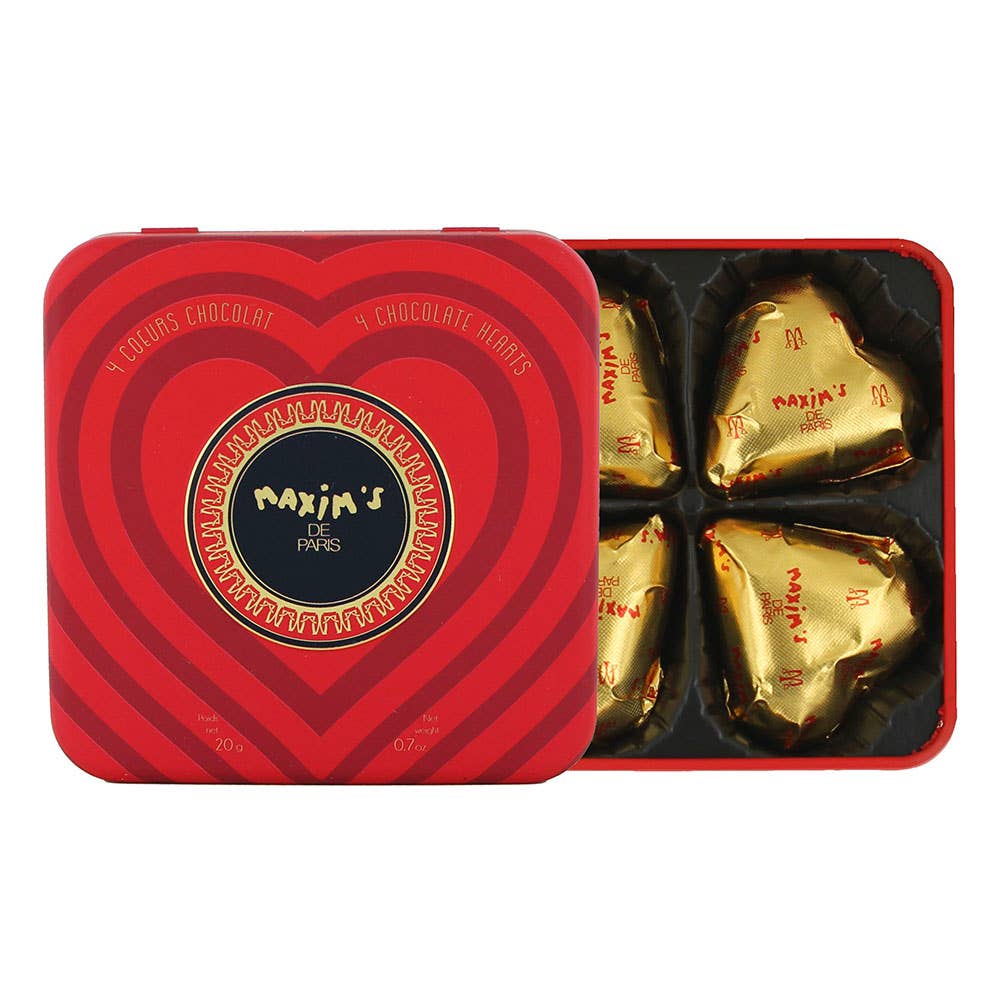 Display 24 metal boxes with 4 chocolate hearts