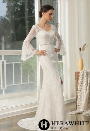 Designer Lace High Split Bridal Gown