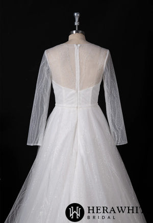 Sparkling Wedding Gown With Long Sleeve