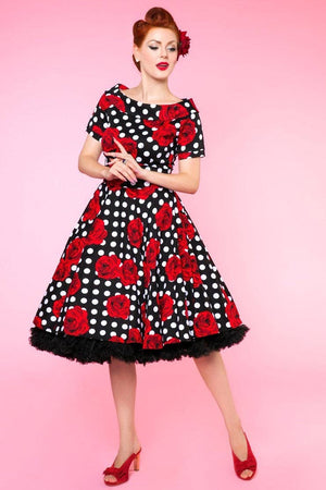 Darlene Polka & Roses Swing Dress