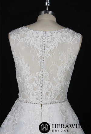 Strapless Embroidered Lace Illusion Bodice Wedding Dress