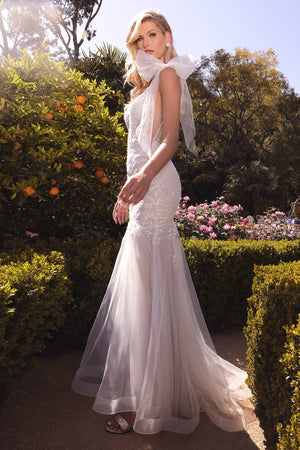 LACE MERMAID WEDDING GOWN WITH REMOVABLE BOWS