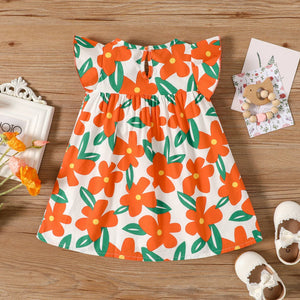 Baby All Over Floral Print Flutter-sleeve Dress