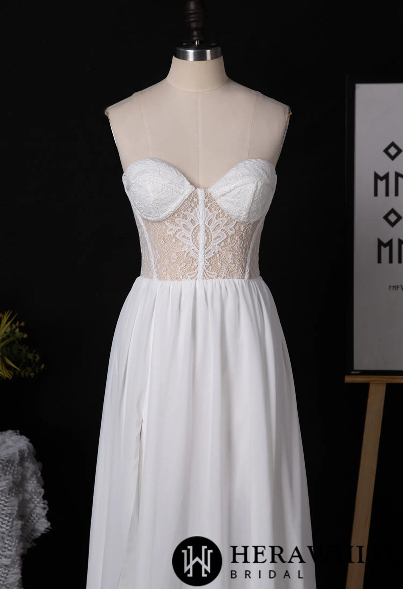 Strapless Sweetheart Chiffon Wedding Dress