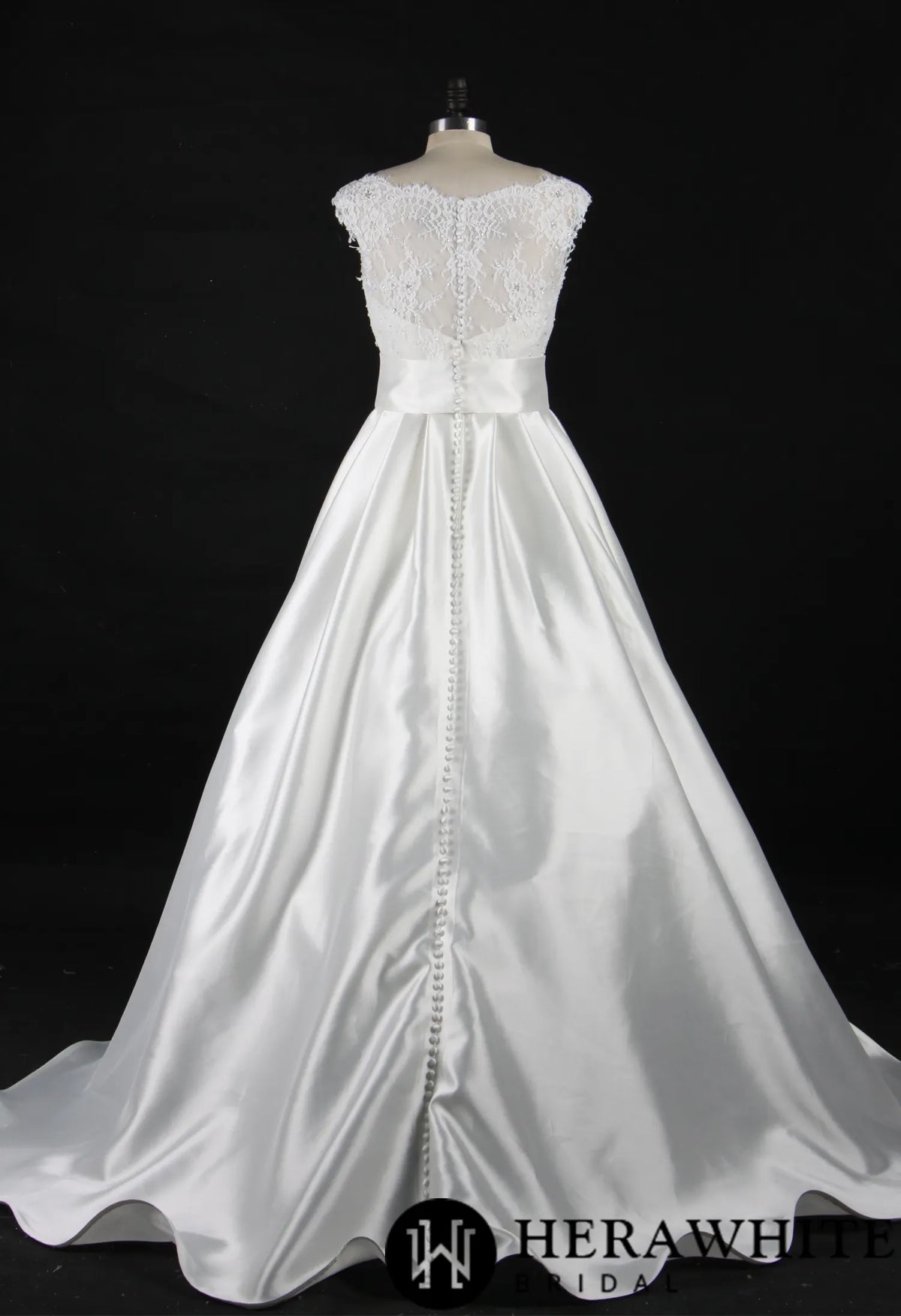 Satin Princess Wedding Gown With A Lovely Lace Bodice