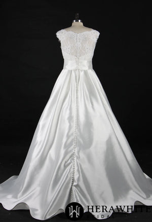 Satin Princess Wedding Gown With A Lovely Lace Bodice