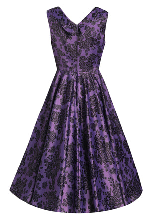 Grace Vintage Style Jive Dress In Purple Floral