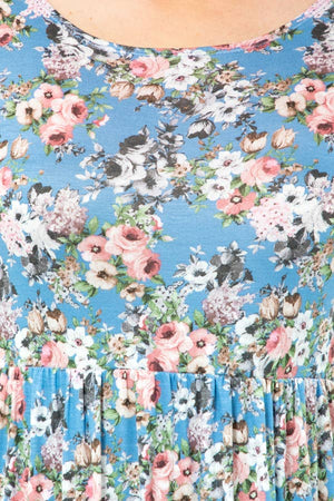 Blue floral maxi:  blue/grey