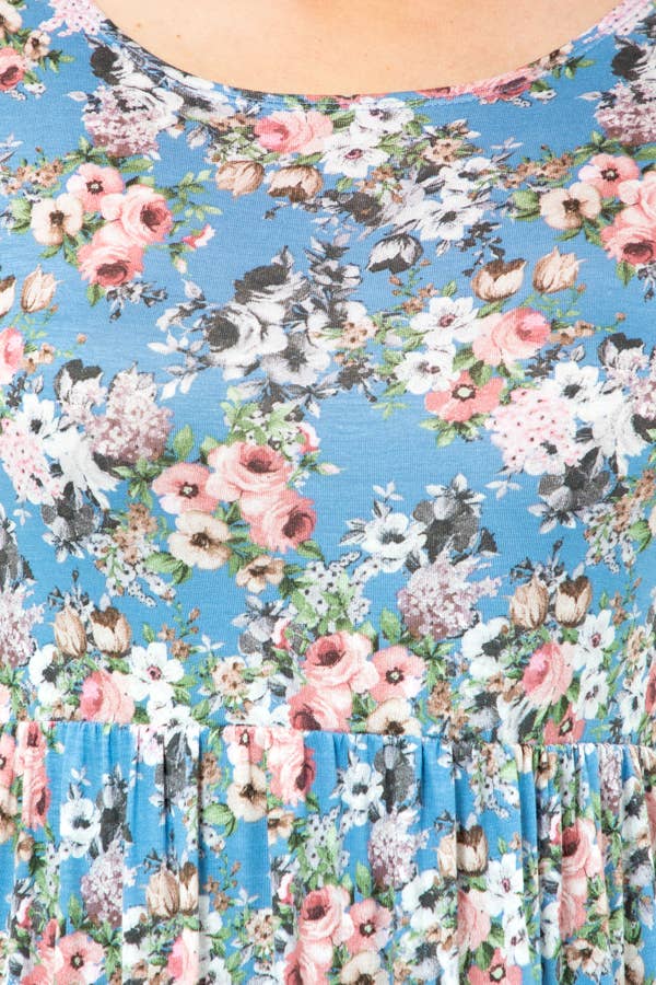 Blue floral maxi:  blue/grey