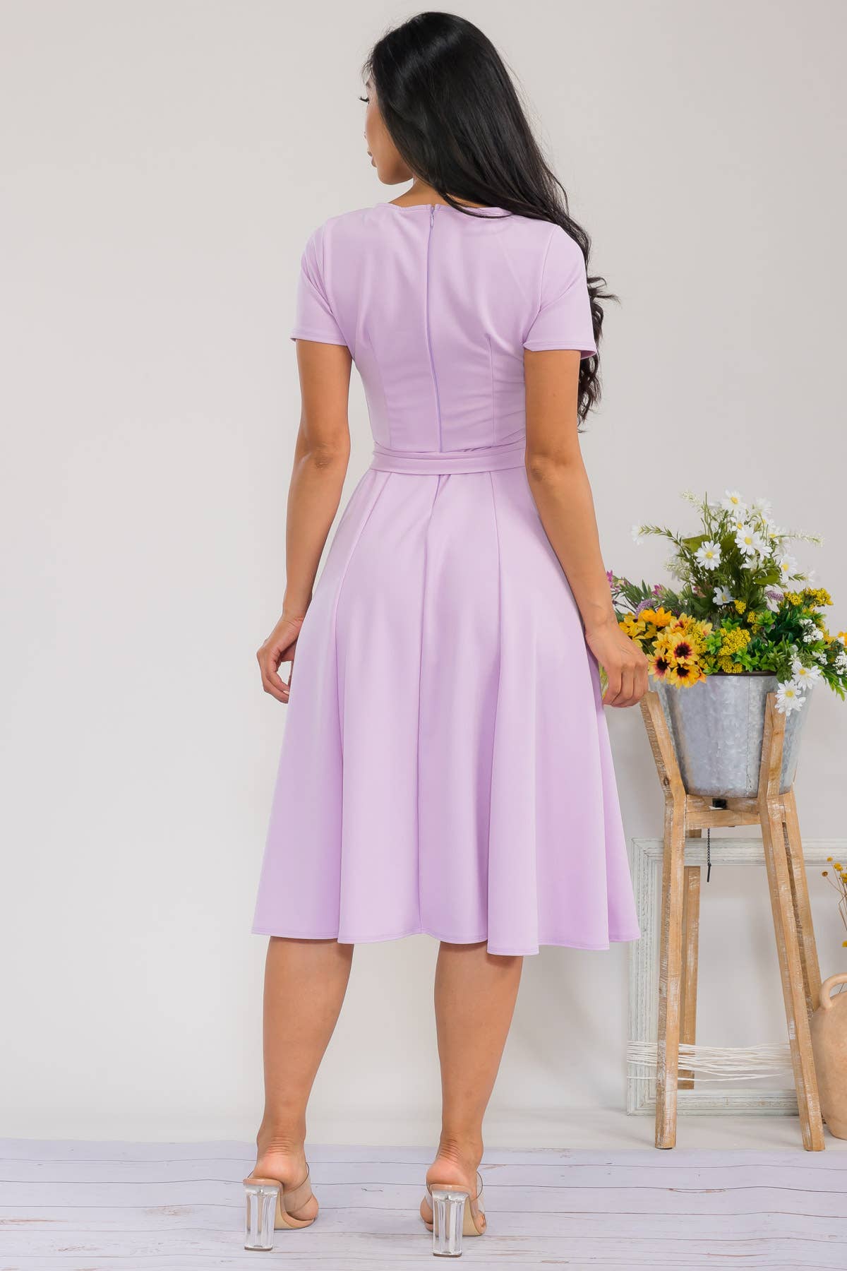 HH726R-SLCAP - Self Tie Cap Sleeve Dress