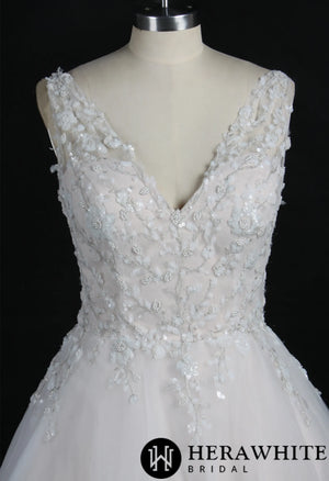 Shimmery Sequined Beading A-Line Wedding Dress