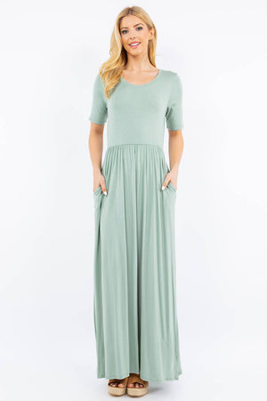 PLUS SIZE MODEST MAXI DRESS WITH POCKETS -CD23411T-PL