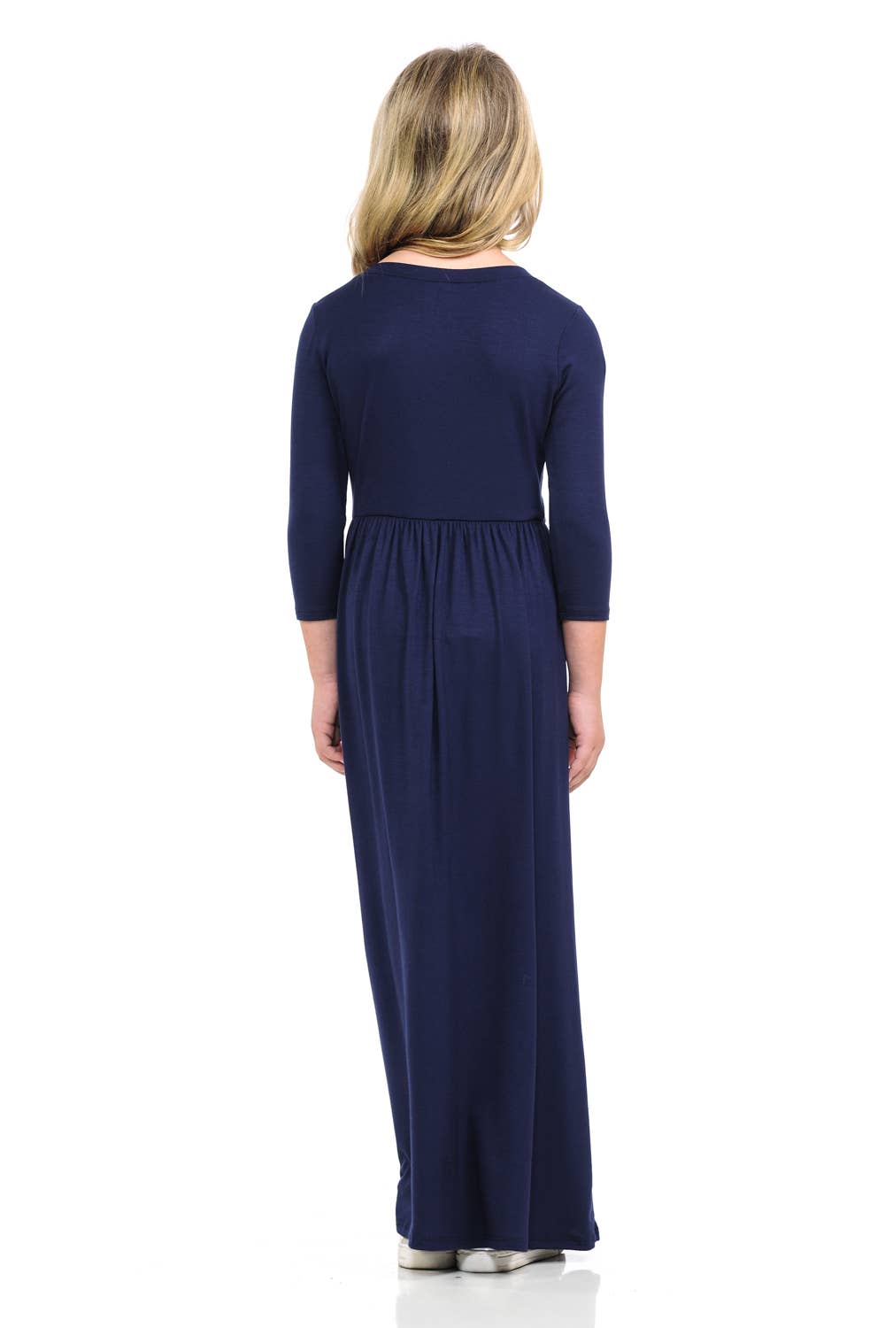 Fit and Flare Maxi Dress Solid: M / NAVY