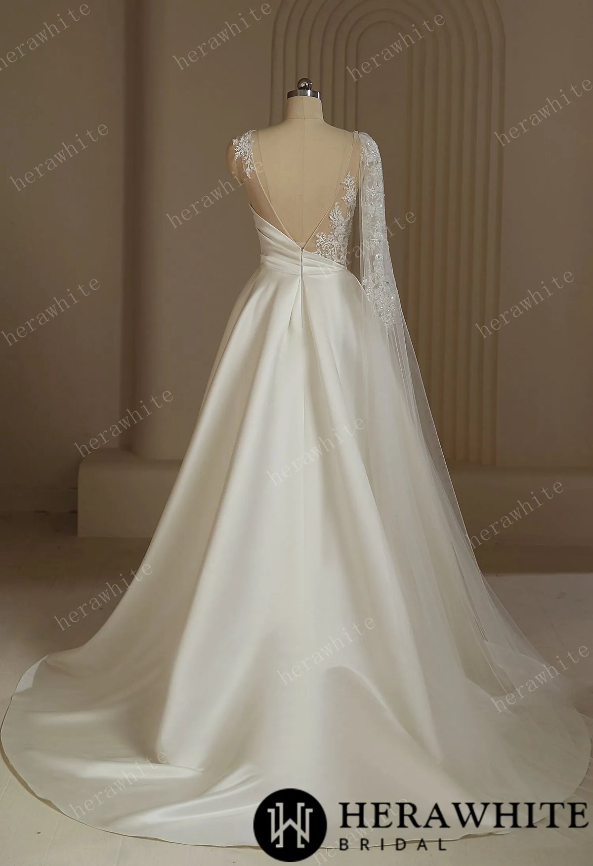 One Shoulder A-line Wedding Dress With Beading Lace