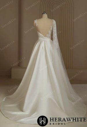 One Shoulder A-line Wedding Dress With Beading Lace