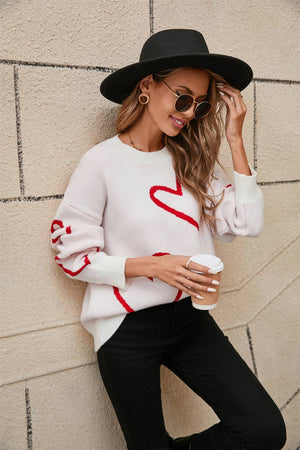 VALENTINE'S DAY PULLOVER SWEATER WITH A HEART