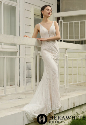 Slim and Sexy  Wedding Gown With Illusion Back