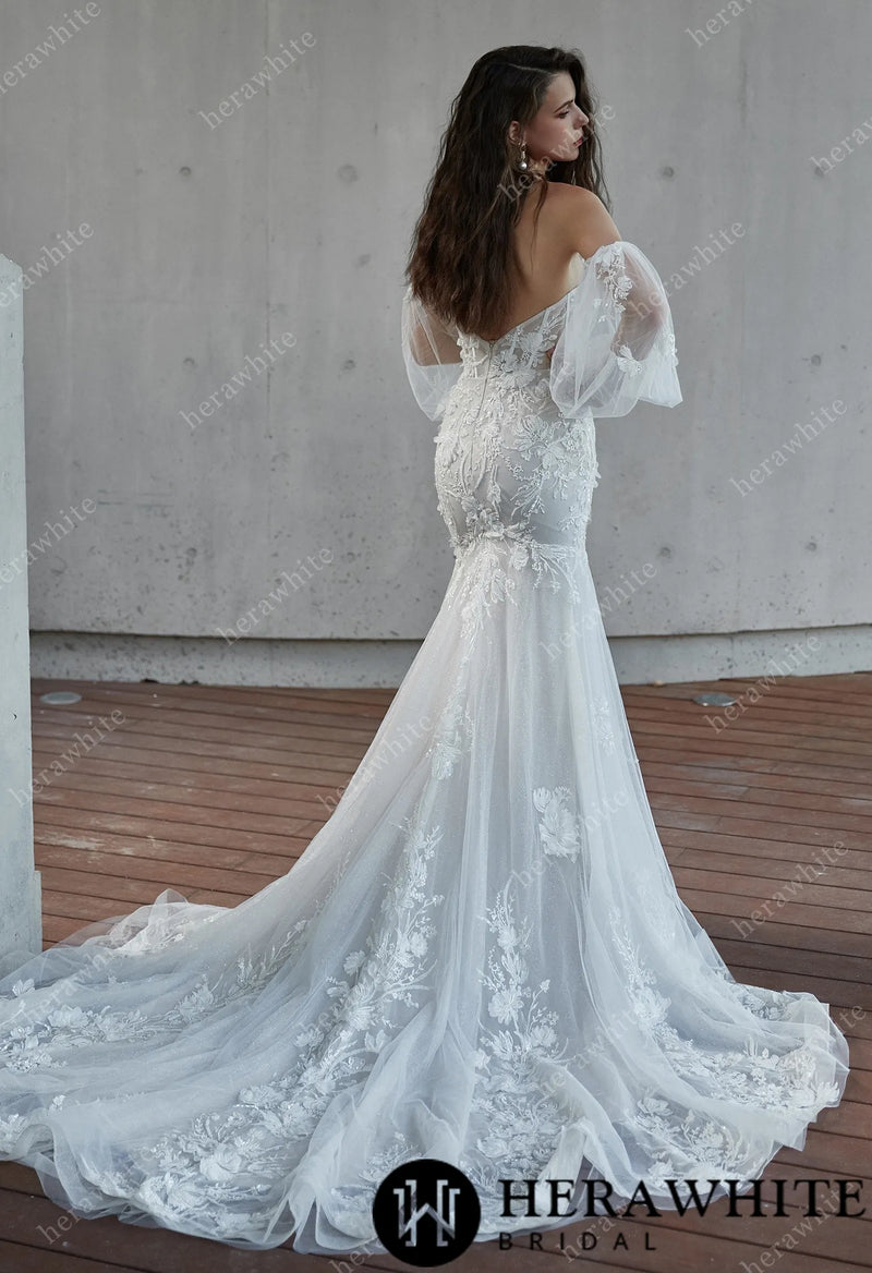 Sexy Sweetheart 3D Floral Mermaid Wedding Gown