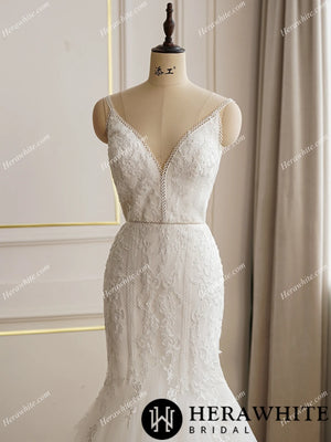 Spaghetti Lace Strap Mermaid Wedding Dress