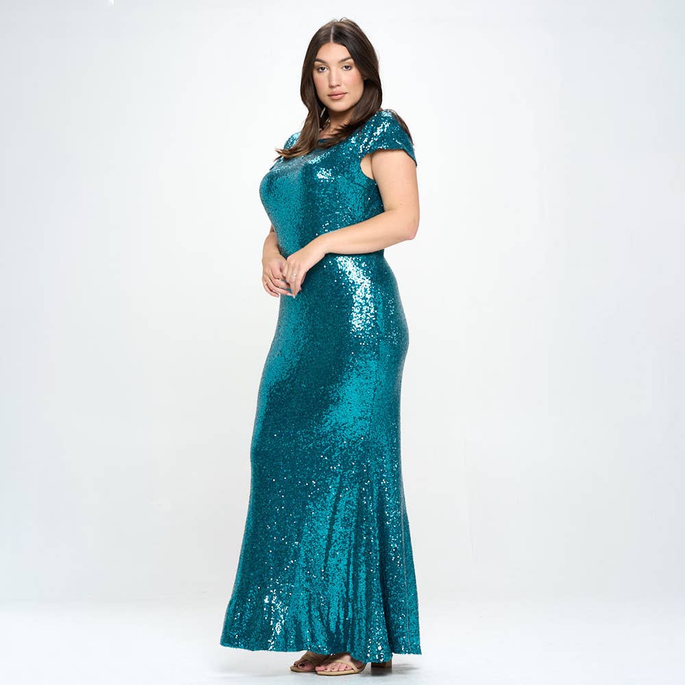 P9019_CAP SLEEVE BOAT NECK SEQUINS