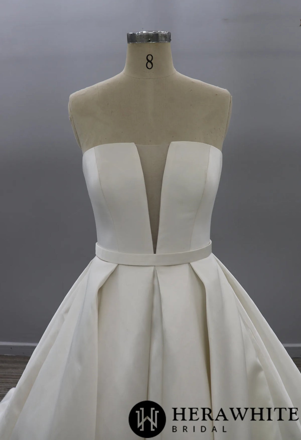 Modern Strapless Mikado Ballgown With Illusion Plunge