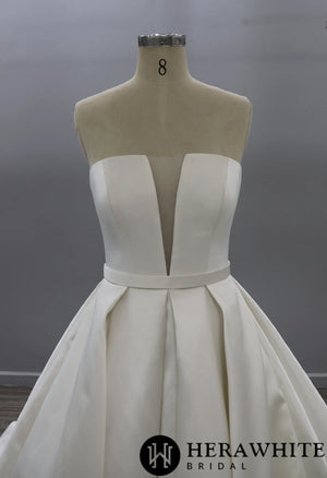 Modern Strapless Mikado Ballgown With Illusion Plunge