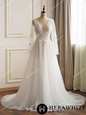 Romantic 3D Flowers with Beading Wedding Dress