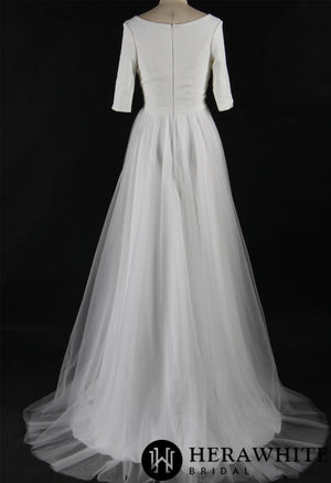 Simple Boho Half Sleeves A-Line Wedding Dress