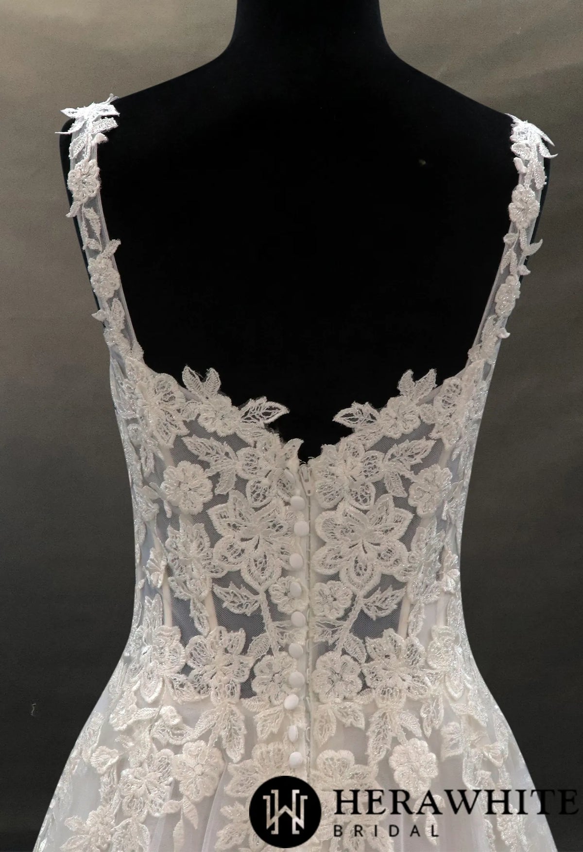 Illusion Beaded Tulle Bridal Gown With Floral Lace
