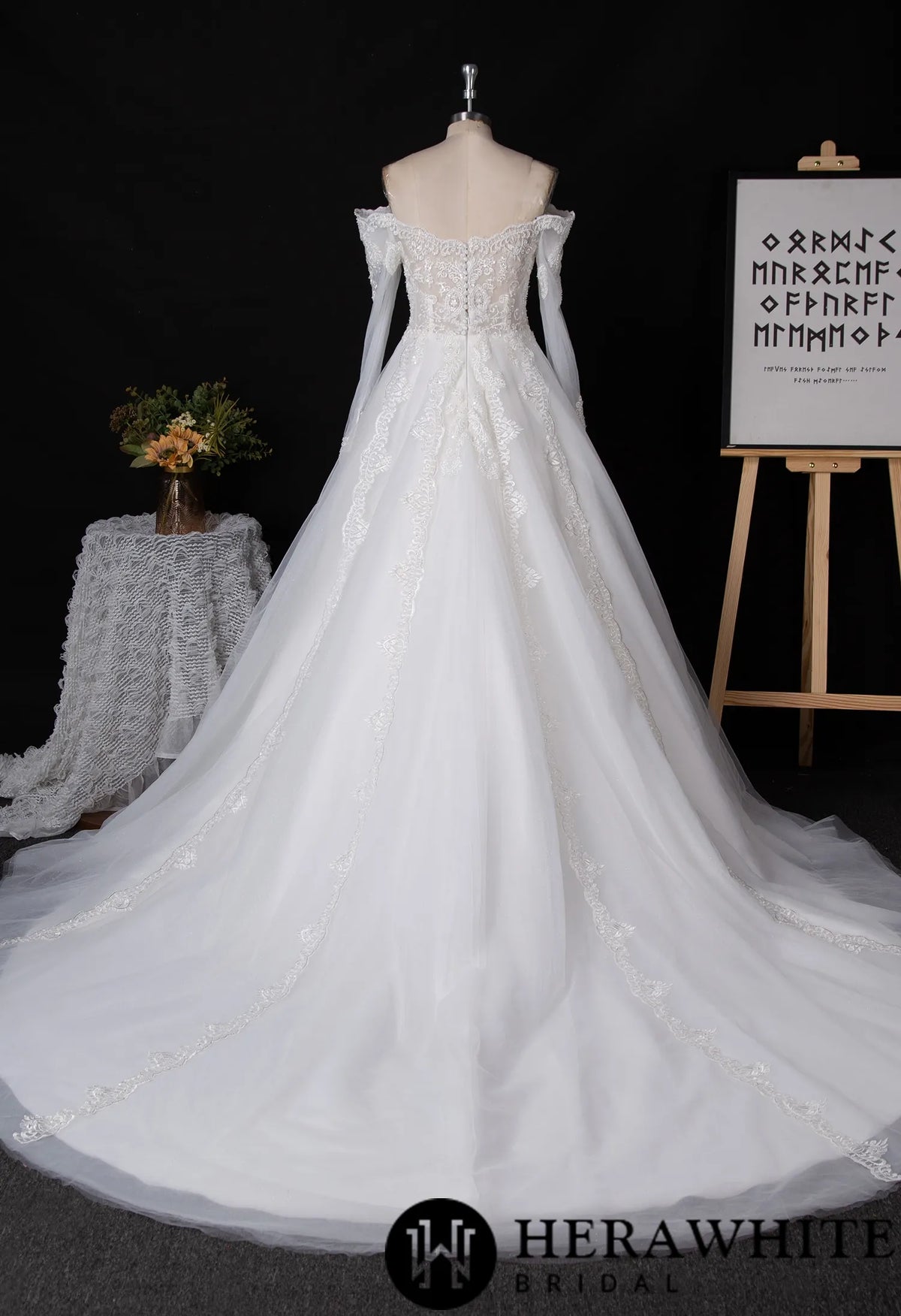 Long Sleeve Wedding Gown With Illusion Plunge