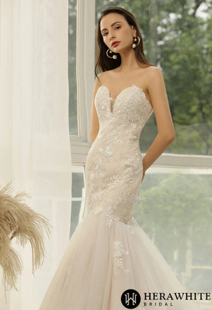 Sweetheart Lace Tulle Mermaid Wedding Gown