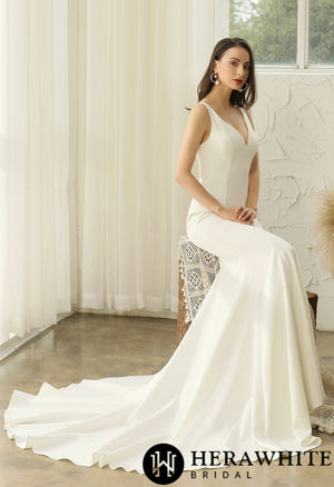 Crepe Mermaid Bridal Gown With Illusion Lace Back