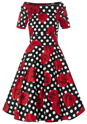 Darlene Polka & Roses Swing Dress