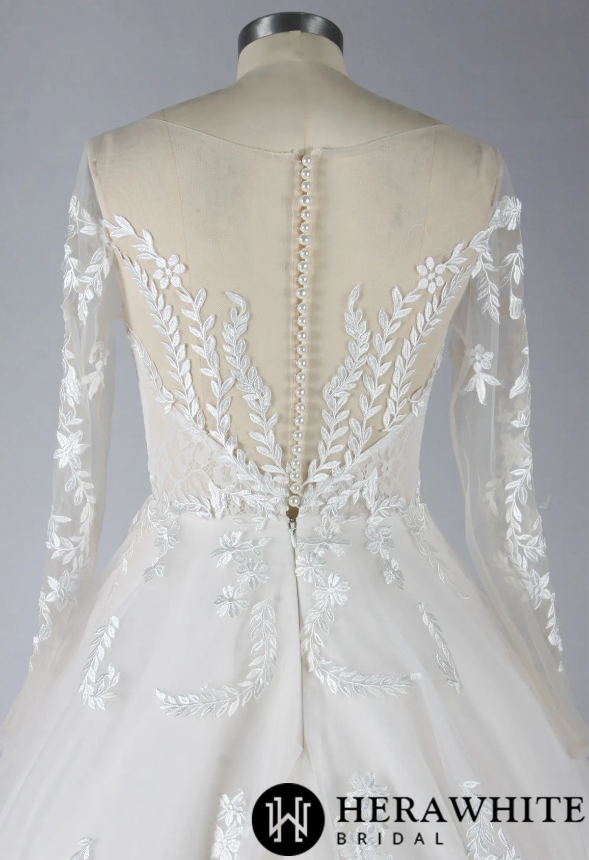 Elegant Illusion Long Sleeve Lace A-Line Wedding Dress