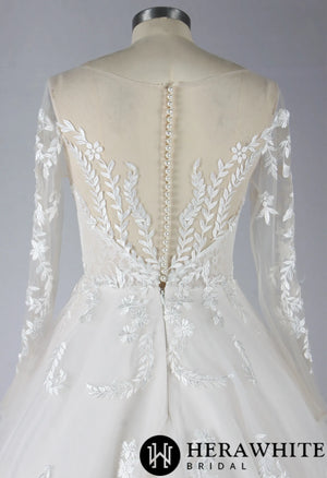 Elegant Illusion Long Sleeve Lace A-Line Wedding Dress