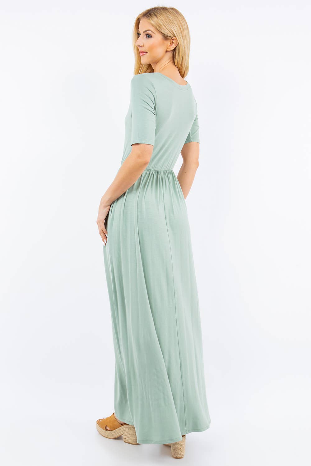 PLUS SIZE MODEST MAXI DRESS WITH POCKETS -CD23411T-PL