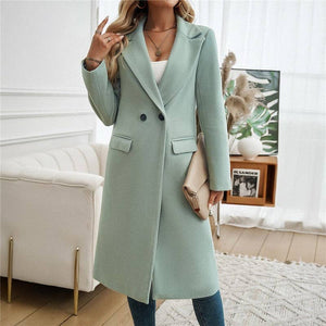 Solid Color Mid-Length Lapel Cardigan Coat
