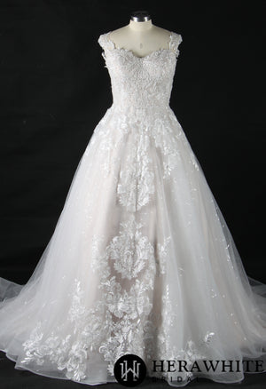Shimmer Lace Straps A-Line Wedding Dress
