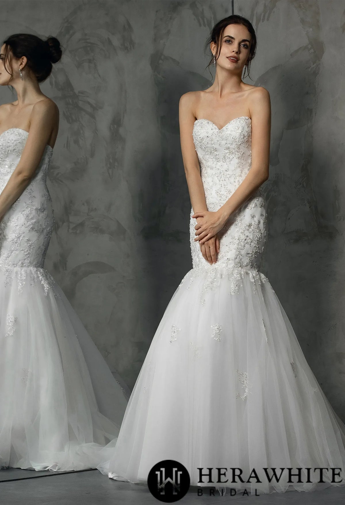 Classic Strapless Heavy beading AppliquÃ©s Mermaid Wedding Dress