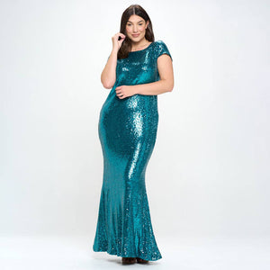 P9019_CAP SLEEVE BOAT NECK SEQUINS