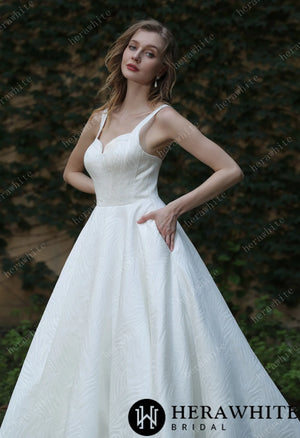 Minimalist Chic Modern Ballgown Wedding Dress With Shoulder Straps