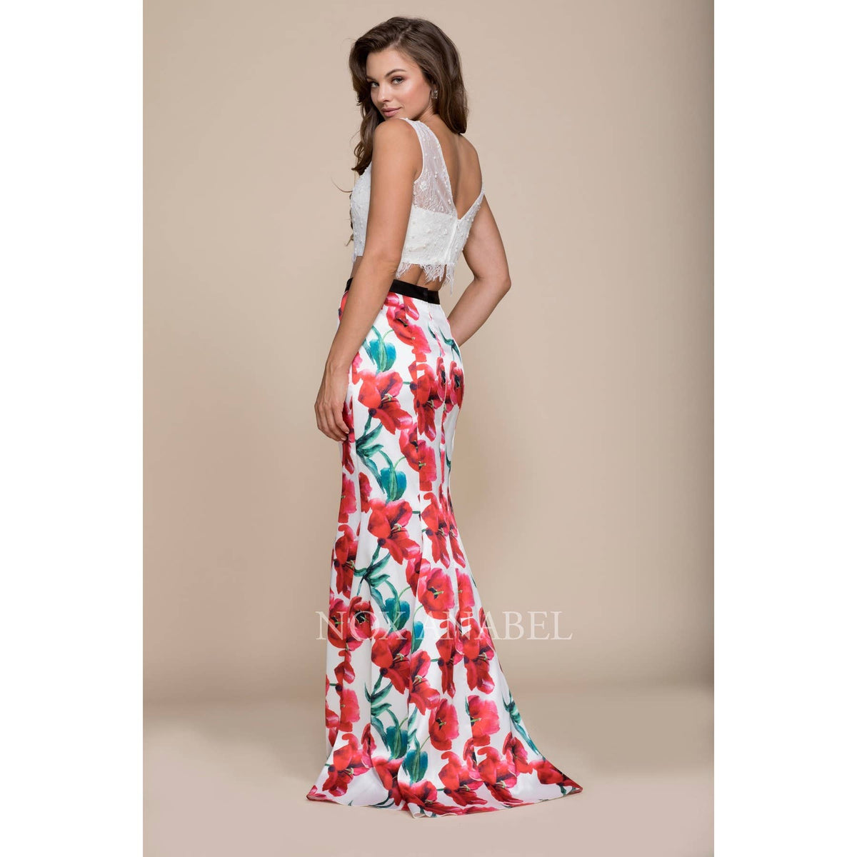 Floral Two-Piece Mermaid Dress for Women 8342