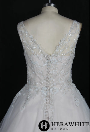 Shimmery Sequined Beading A-Line Wedding Dress