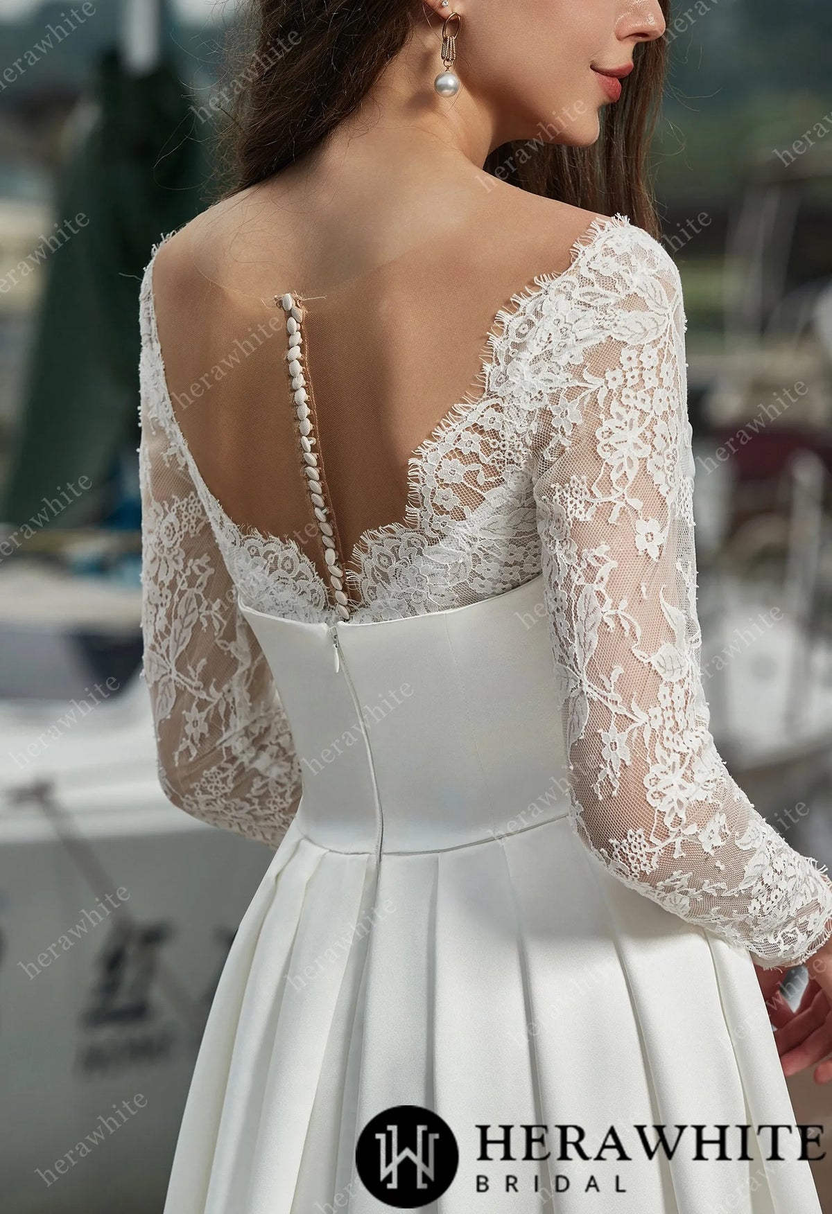 Stunning Satin Cover and Lace Sheath Wedding Dress
