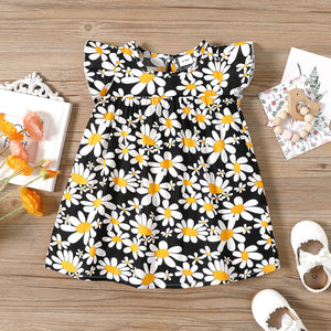 Baby All Over Floral Print Flutter-sleeve Dress